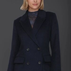 Avec Les Filles Double-Breasted Pea Coat in Navy